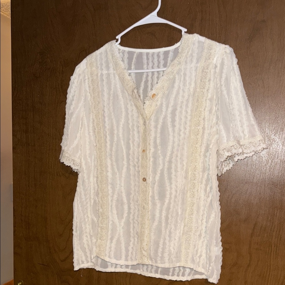 Cream Relaxed Buttoned Blouse